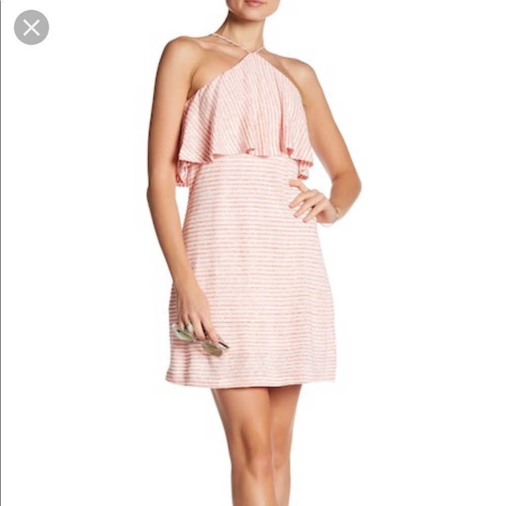 Splendid Striped Linen Halter Dress